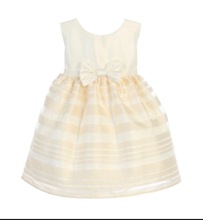 Satin with blod striped organza & bow ivory SK677