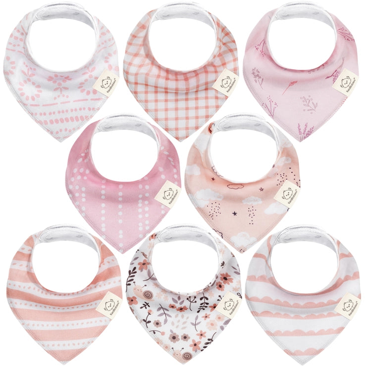 8-pack Baby Bandana Bibs For Girls and Boys