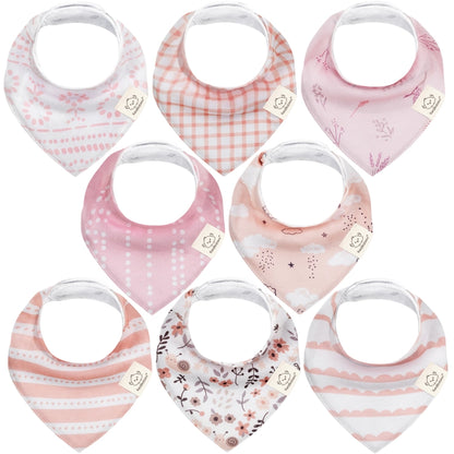 8-pack Baby Bandana Bibs For Girls and Boys